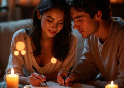 paar beim befüllen der Zeitkapsel