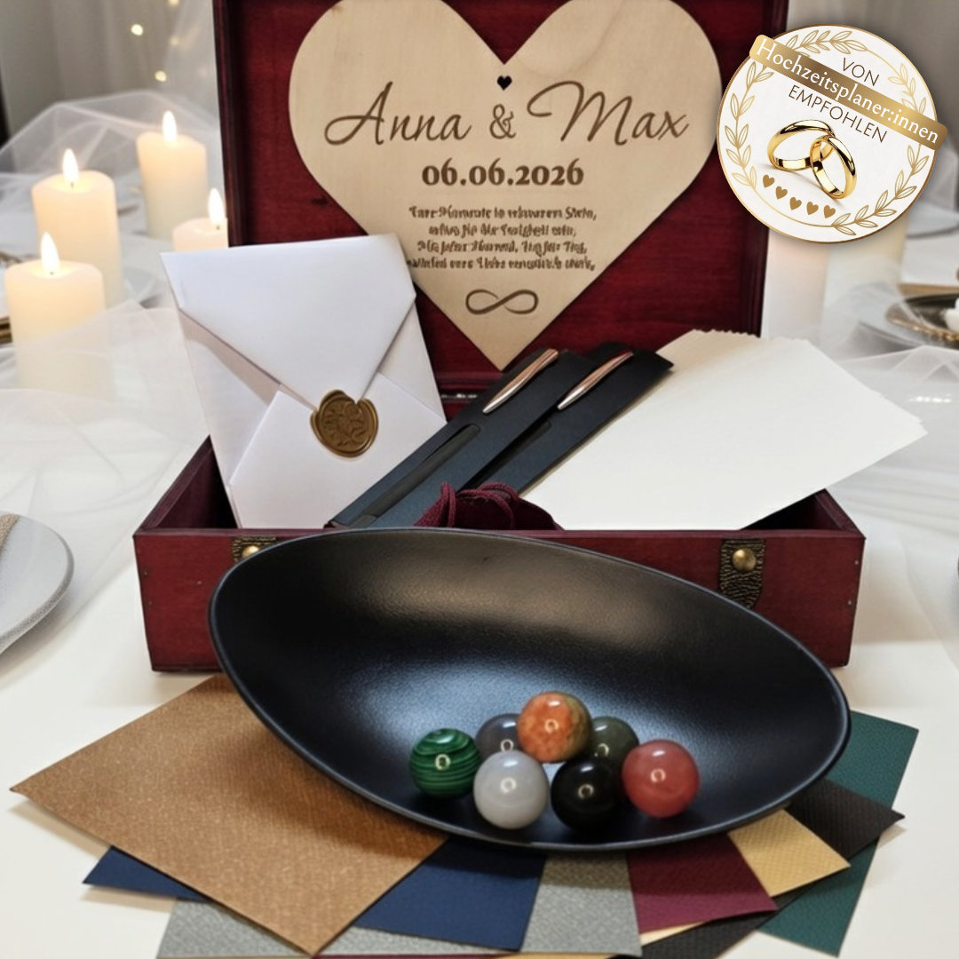 Personalisierte Hochzeits-Zeitkapsel 2026 mit graviertem Herz Magie der Momente